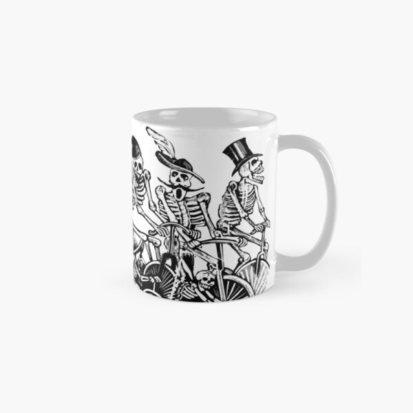 Calavera Cyclists | Day of the Dead | Dia de los Muertos | Skulls and Skeletons | Vintage Skeletons | Black and White | Classic Mug