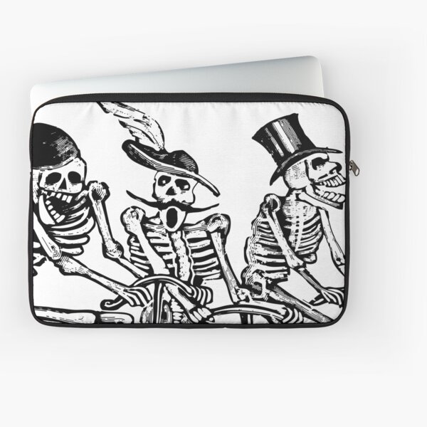 Calavera Cyclists | Day of the Dead | Dia de los Muertos | Skulls and Skeletons | Vintage Skeletons | Black and White | Laptop Sleeve