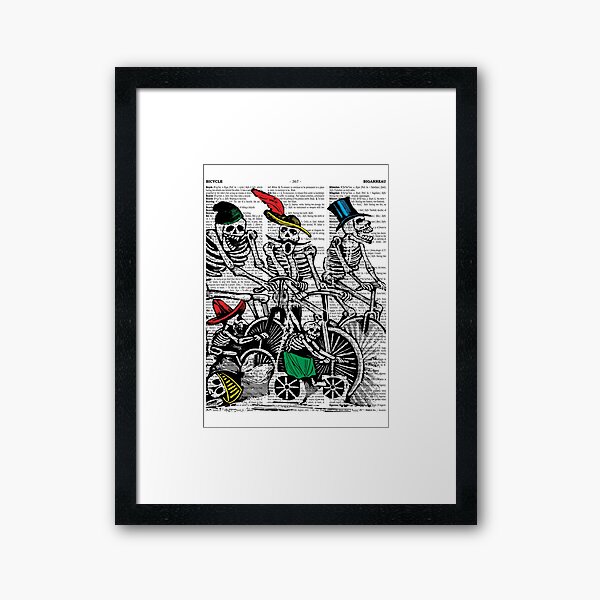Calavera Cyclists | Day of the Dead | Dia de los Muertos | Skulls and Skeletons | Vintage Skeletons | Framed Art Print