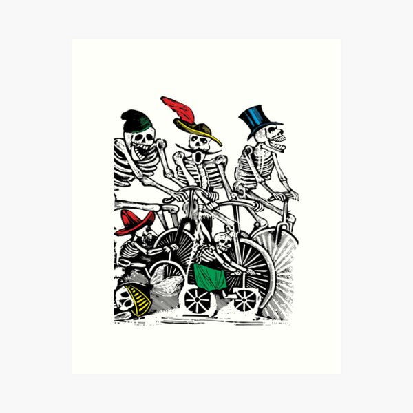 Calavera Cyclists | Day of the Dead | Dia de los Muertos | Skulls and Skeletons | Vintage Skeletons | Art Print