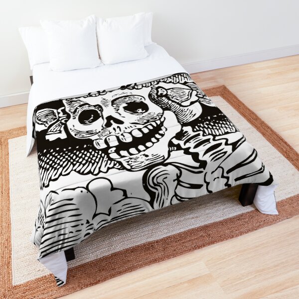 Calavera Catrina | Day of the Dead | Dia de los Muertos | Skulls and Skeletons | Vintage Skeletons | Black and White | Comforter