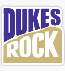 dukes rock, purple and gold Sticker