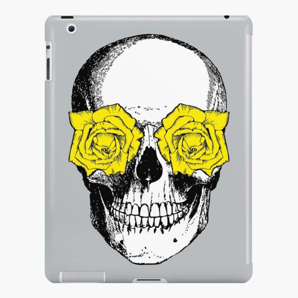 Skull and Roses | Skull and Flowers | Skulls and Skeletons | Vintage Skulls | Grey and Yellow | iPad Snap Case