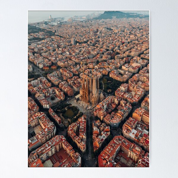 Item preview, Barcelona City in Spain, aerial view of city buildings during daytime designed and sold by Asombrosa.