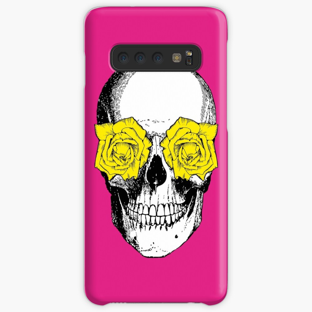 Skull and Roses | Skull and Flowers | Skulls and Skeletons | Vintage Skulls | Pink and Yellow | Samsung Galaxy Snap Case