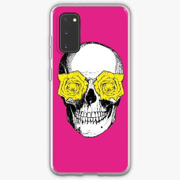 Skull and Roses | Skull and Flowers | Skulls and Skeletons | Vintage Skulls | Pink and Yellow | Samsung Galaxy Soft Case