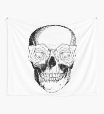 Skull and Roses | Black and White Wall Tapestry