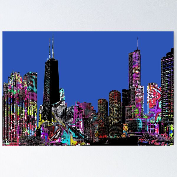 Artikel-Vorschau von Chicago Graffiti Skyline – Farbenfrohe abstrakte Straßenkunst, designt und verkauft von Phat Dog Designs .