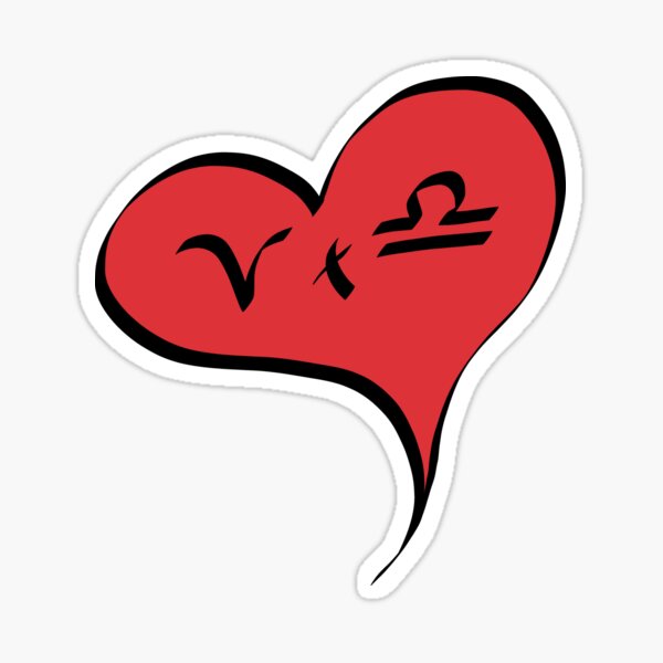 Aries + Libra in Love Zodiac Heart Sticker