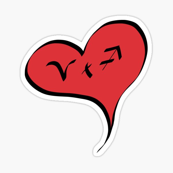 Aries + Sagittarius in Love Zodiac Heart Sticker