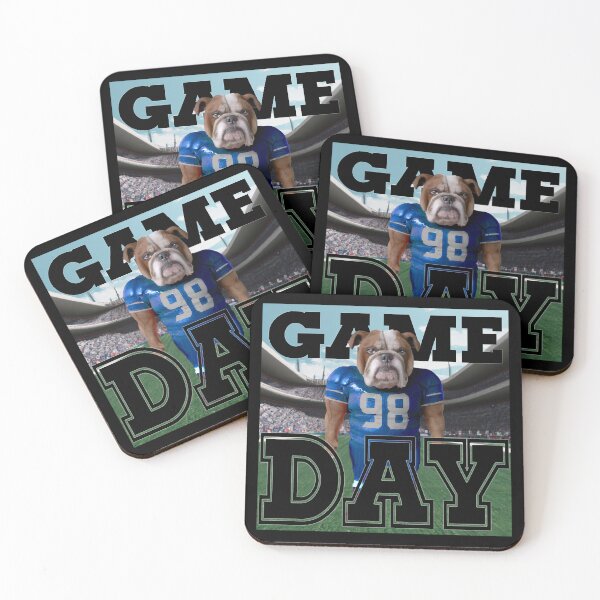 Item preview, Football Bulldog dressed in blue and gray uniform. Ready for Game Day designed and sold by jamie Omahen.
