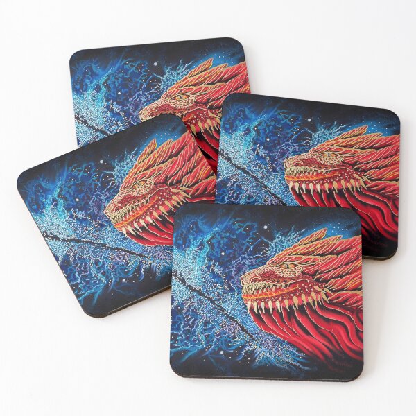 Item preview, Gold & Red Space Dragon in the Blue Milky Way designed and sold by Kim Andrews.