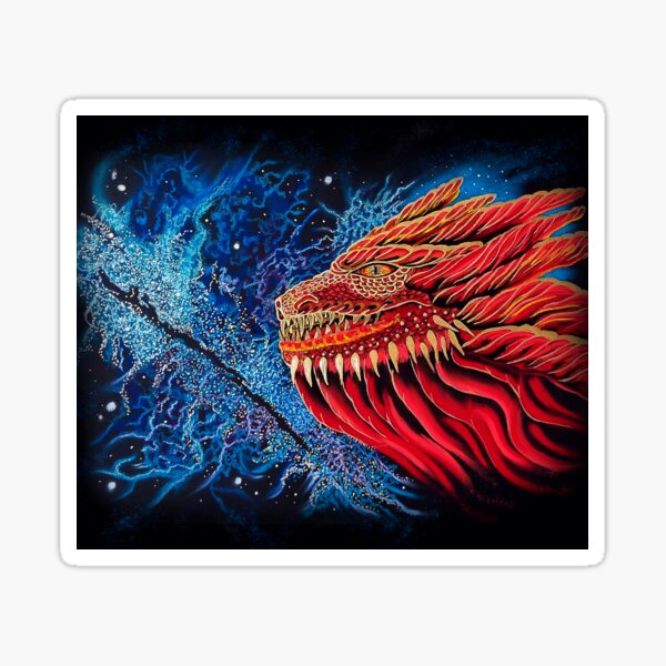Gold & Red Space Dragon in the Blue Milky Way Sticker