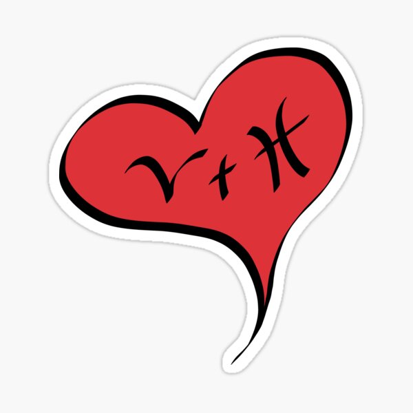 Aries + Pisces in Love Zodiac Heart Sticker