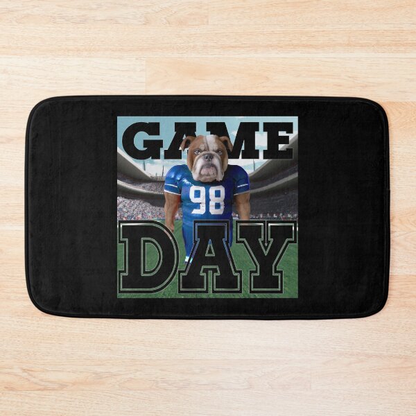 Item preview, Football Bulldog dressed in blue and white uniform. Ready for Game Day designed and sold by jamie Omahen.
