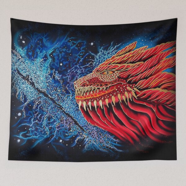 Item preview, Gold & Red Space Dragon in the Blue Milky Way designed and sold by Kim Andrews.