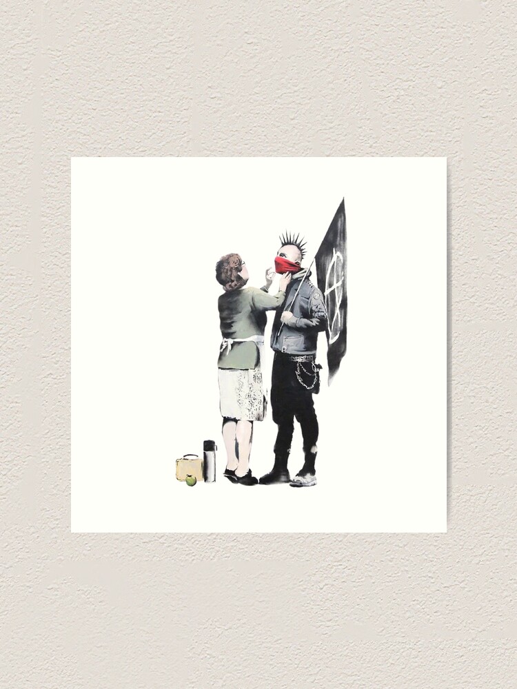 Banksy Anarchist Protestor with his Mother