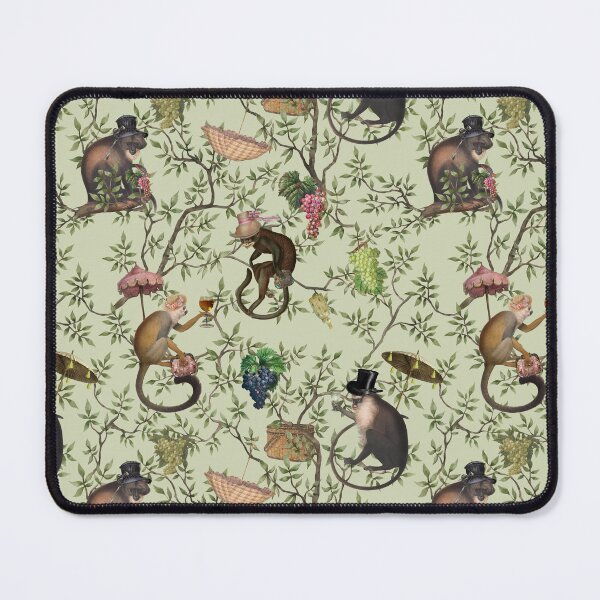 Item preview, Vintage Chinoiserie Monkeys Botanical Garden green Nightgarden designed and sold by UtArt.