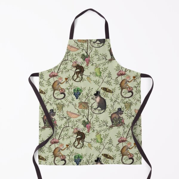 Item preview, Vintage Chinoiserie Monkeys Botanical Garden green Nightgarden designed and sold by UtArt.