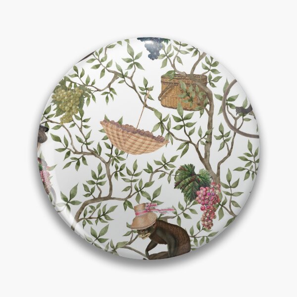 Item preview, Vintage Chinoiserie Monkeys Botanical Garden white Nightgarden designed and sold by UtArt.