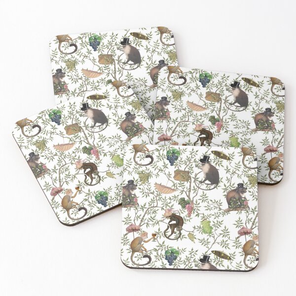 Item preview, Vintage Chinoiserie Monkeys Botanical Garden white Nightgarden designed and sold by UtArt.