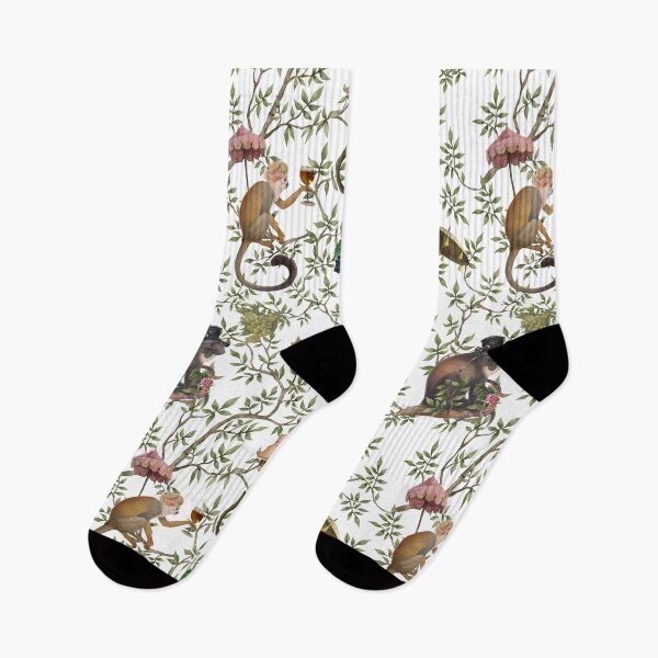 Item preview, Vintage Chinoiserie Monkeys Botanical Garden white Nightgarden designed and sold by UtArt.