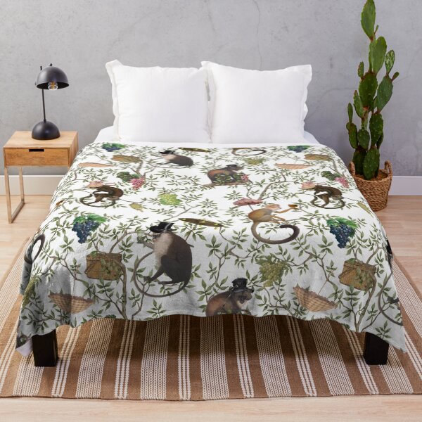 Item preview, Vintage Chinoiserie Monkeys Botanical Garden white Nightgarden designed and sold by UtArt.
