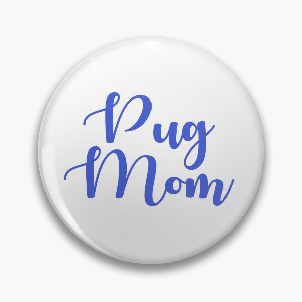 Artikelvorschau, Mops-Mama-Cursive-Blau entworfen und verkauft von shirabee.