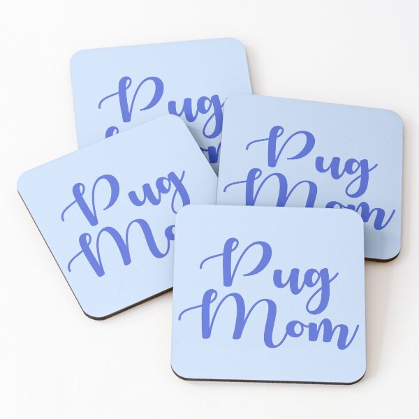 Artikelvorschau, Mops-Mama-Cursive-Blau entworfen und verkauft von shirabee.