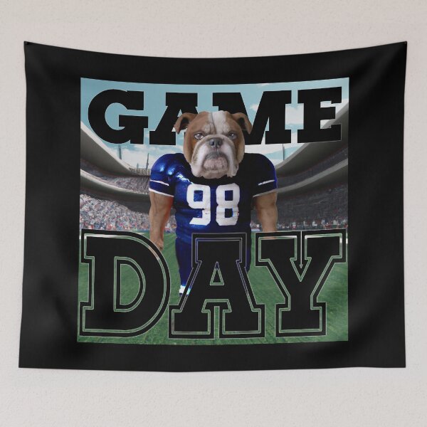 Item preview, Football Bulldog dressed in dark blue uniform. Ready for Game Day designed and sold by jamie Omahen.