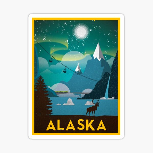 State of Alaska Vintage Travel Poster Sticker