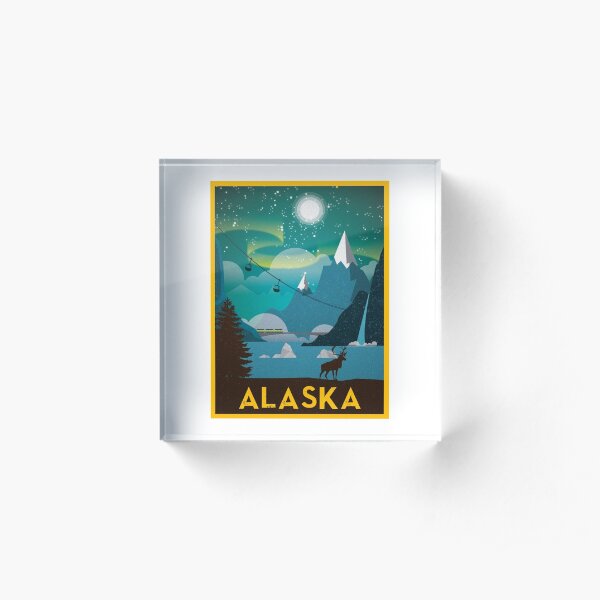 State of Alaska Vintage Travel Poster Acrylic Block