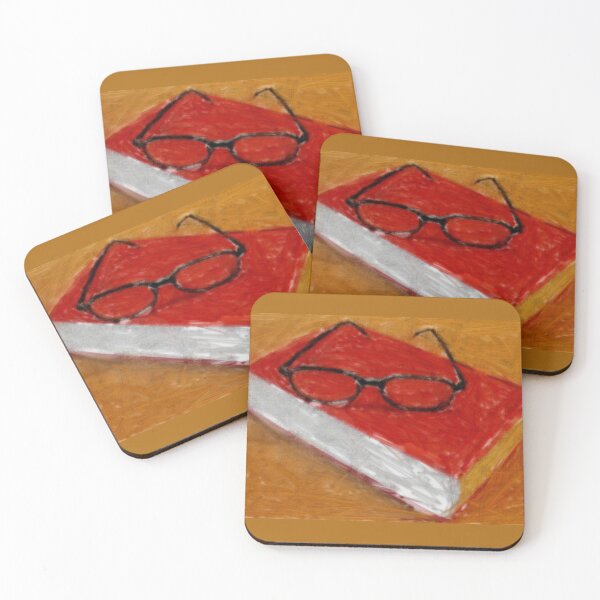 Book Under Glasses Coasters (Set of 4)