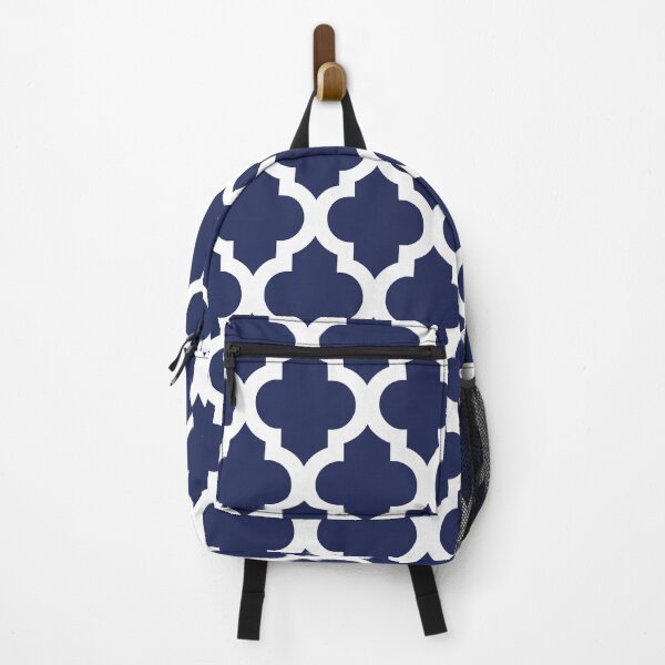 Item preview, Moroccan Quatrefoil Lattice Pattern Navy Blue 383 designed and sold by tonymagnerart.