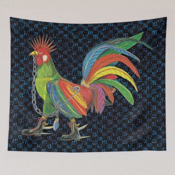 Artikelvorschau, Punky Rooster Basic on Black Blue Checkered entworfen und verkauft von AJLeibengeist.