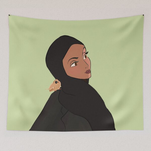 Item preview, Hijab girl with yellow bird designed and sold by Ibaa Al Rawahi.