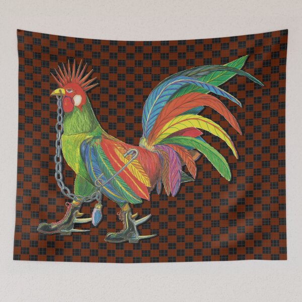 Artikelvorschau, Punky Rooster Basic on Brown Checkered Black Dark entworfen und verkauft von AJLeibengeist.