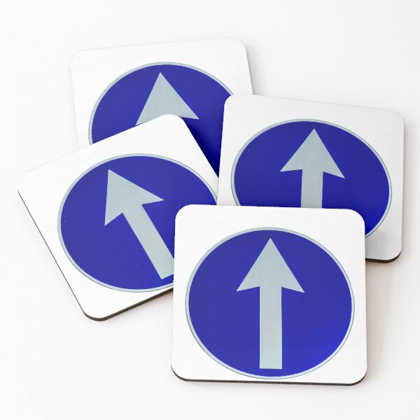 Item preview, Rounded traffic sign in blue and white, ahead only designed and sold by lena-maximova.
