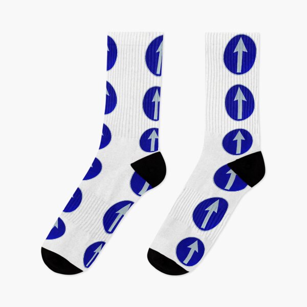 Item preview, Rounded traffic sign in blue and white, ahead only designed and sold by lena-maximova.