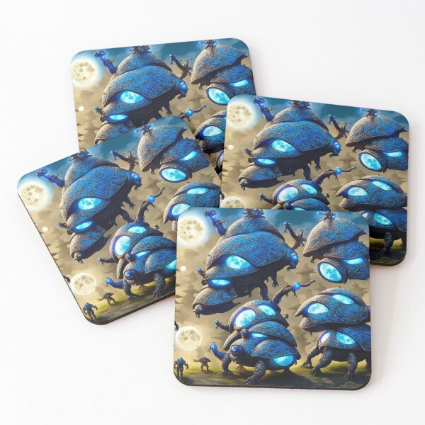 Item preview, Stompy blue alien battlesnails with moons in their armor I designed and sold by BrachiaST.