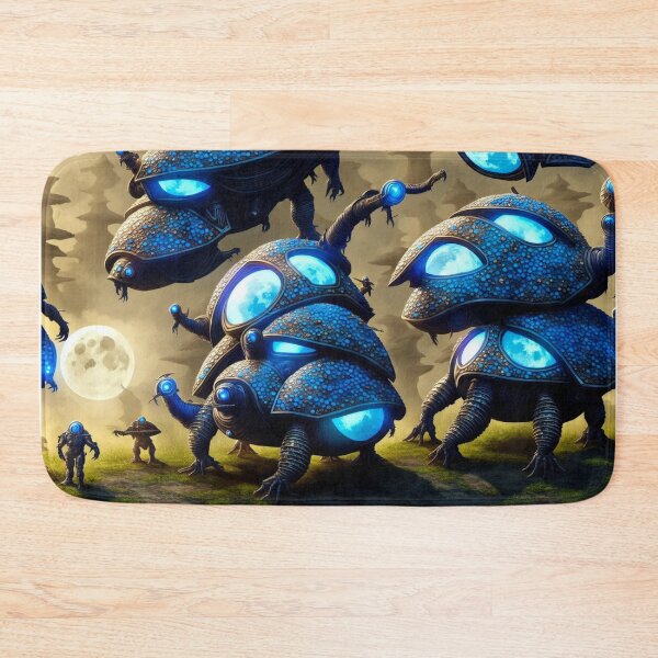 Item preview, Stompy blue alien battlesnails with moons in their armor I designed and sold by BrachiaST.