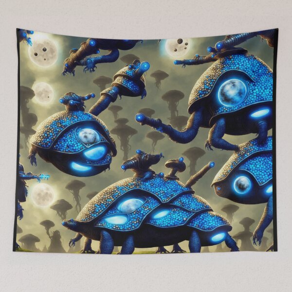 Item preview, Stompy blue alien battlesnails with moons in their armor II designed and sold by BrachiaST.