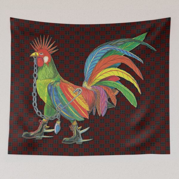 Artikelvorschau, Punky Rooster Basic on Burgundy Checked Black Dark entworfen und verkauft von AJLeibengeist.