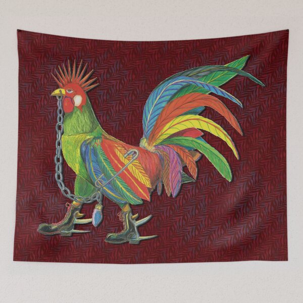Artikelvorschau, Punky Rooster Basic on Burgundy Zig Black	 entworfen und verkauft von AJLeibengeist.