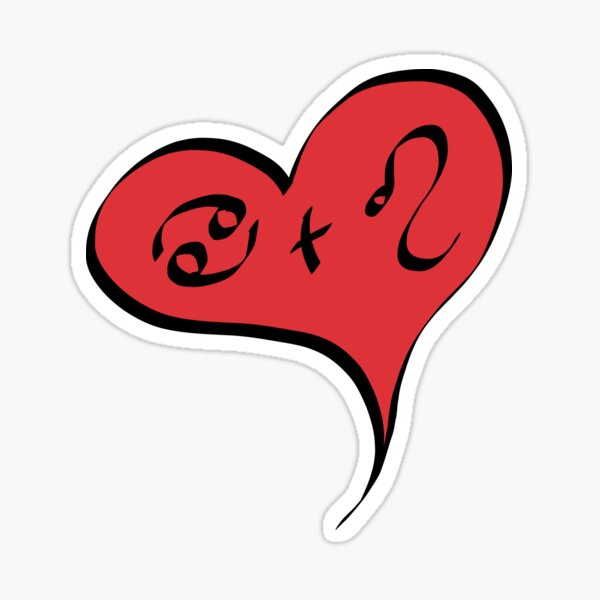 Cancer + Leo in Love Zodiac Heart Sticker