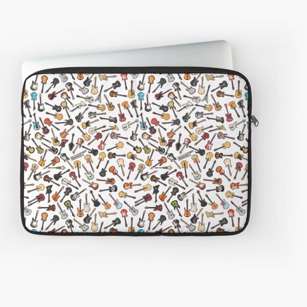 95 Pixel Guitars Jumbled Up Seamless Pattern Laptop Sleeve