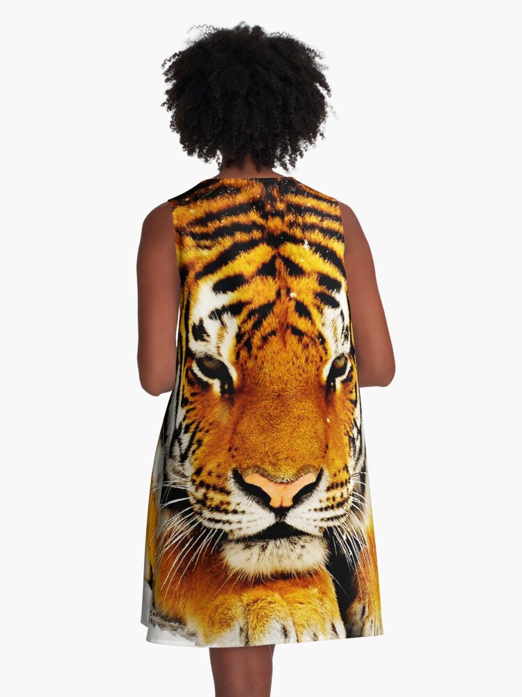 Thumbnail 3 of 4, A-Line Dress, Siberian Tiger designed and sold by Erika Kaisersot.