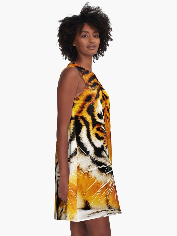 Thumbnail 2 of 4, A-Line Dress, Siberian Tiger designed and sold by Erika Kaisersot.
