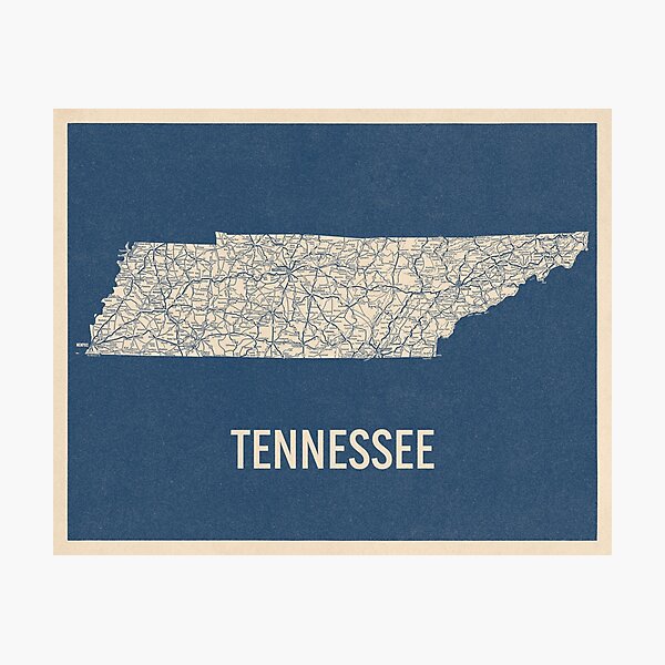 Item preview, Vintage Tennessee Road Map, Blue on Beige #2 designed and sold by BlueMonocleMaps.