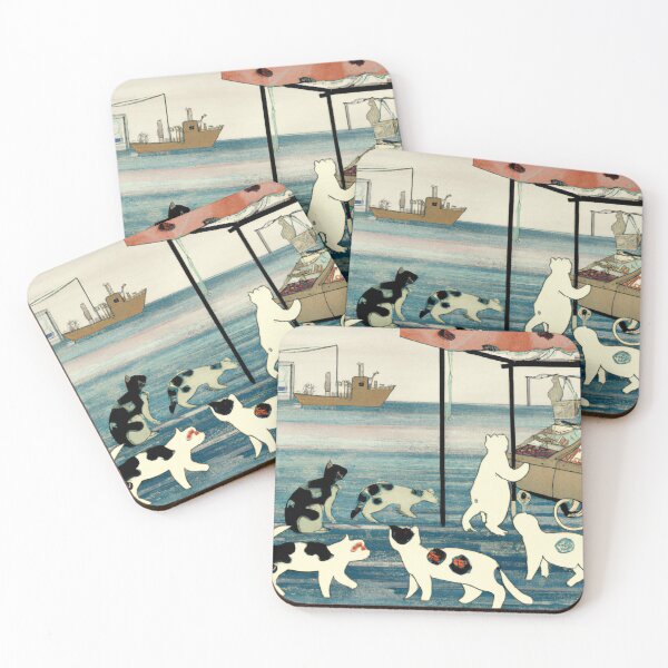 Item preview, Traditional Japanese Ukiyo-e Cats at a Fish Market - AI Generated designed and sold by Roboutique.